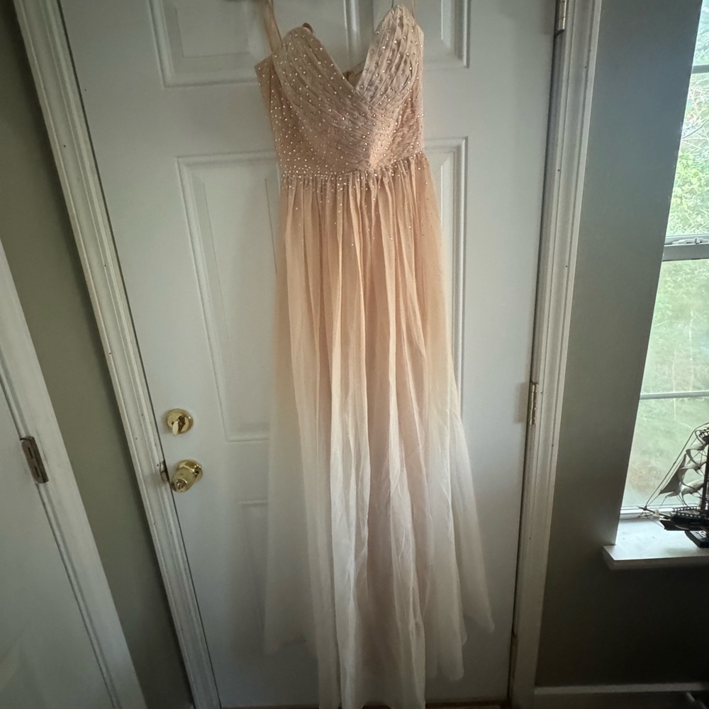 Elegant Peach ombré beaded Evening Gown - Picture 3 of 13